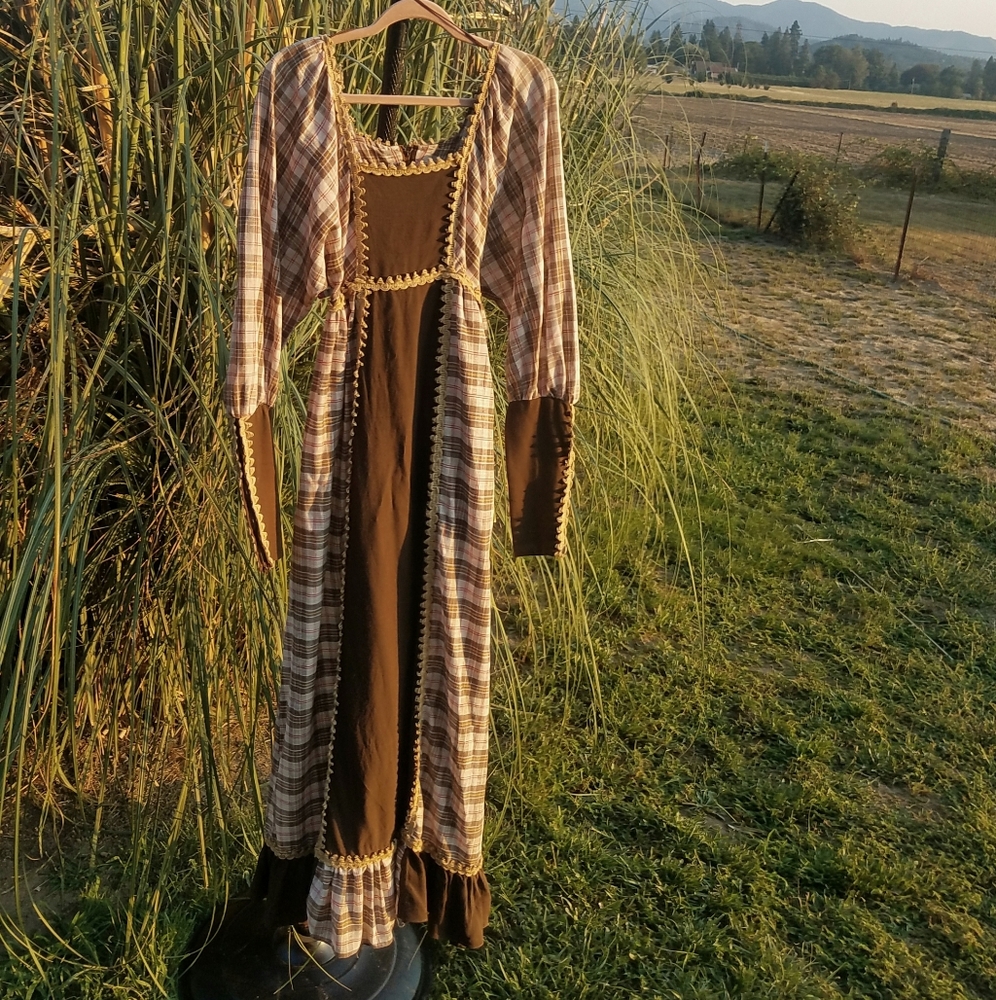 Vintage Plaid Gunne Sax Prairie Dress Long 13
